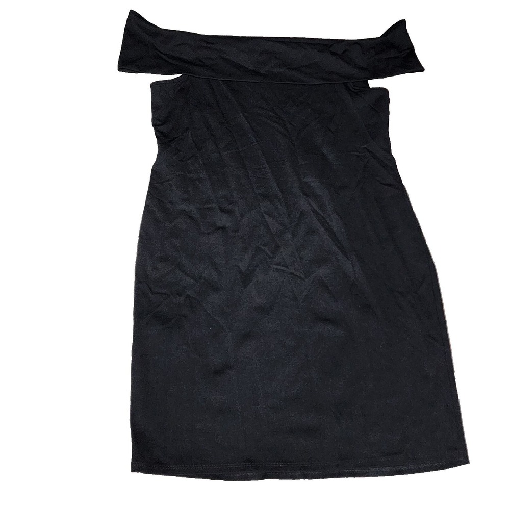 Forever 21 Off Shoulder Black Dress 1X Knit Sheath Sleeveless Stretch Bodycon‎